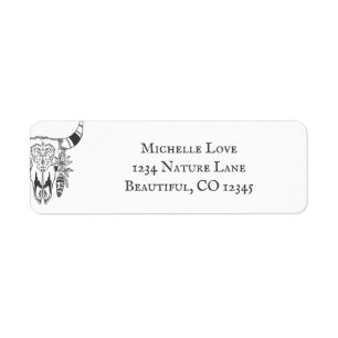 Boho Tribal Skull Bohemian Address Label