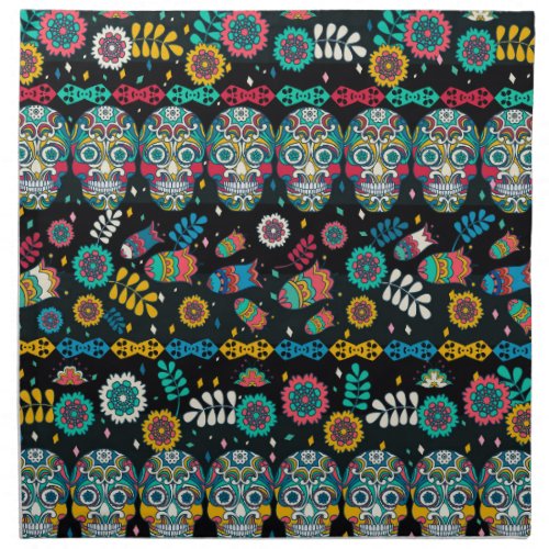 Boho tribal skulls colorful pattern cloth napkin