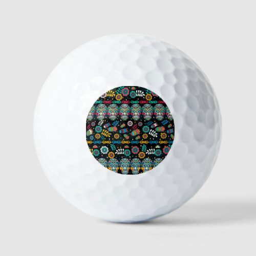 Boho tribal skulls colorful pattern golf balls