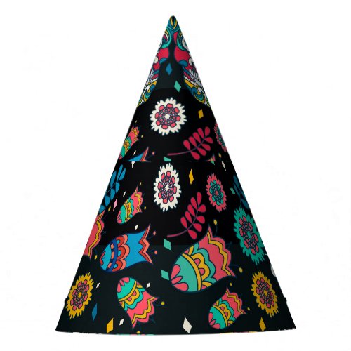Boho tribal skulls colorful pattern party hat