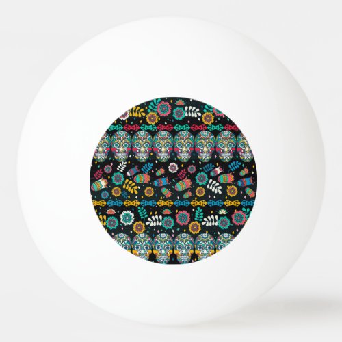 Boho tribal skulls colorful pattern ping pong ball