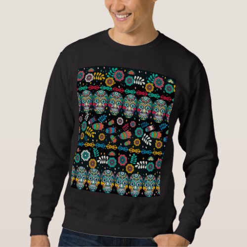 Boho tribal skulls colorful pattern sweatshirt