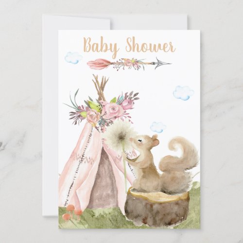 *~* Boho Tribal Teepee Squirrel  Woodland Forest Invitation