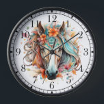 Boho Tribal Watercolor Horse Stylish Chic Clock<br><div class="desc">Boho Tribal Watercolor Horse Stylish Chic Wall Clocks features a bohemian watercolor floral horse. Created by Evco Studio www.zazzle.com/store/evcostudio</div>