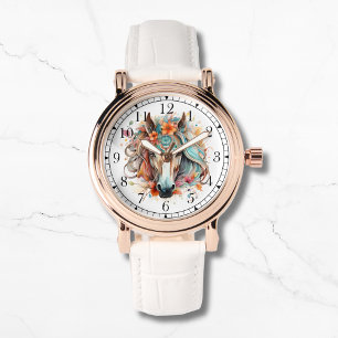 Boho Tribal Watercolor Horse Stylish Chic Womans Watch