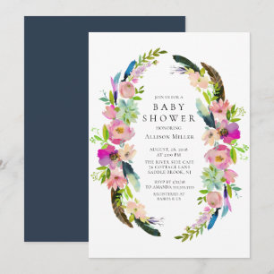 Boho Tribal Wreath Baby Shower Invitation
