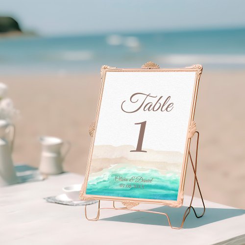 Boho Tropical Beach and Palm Trees Table Number