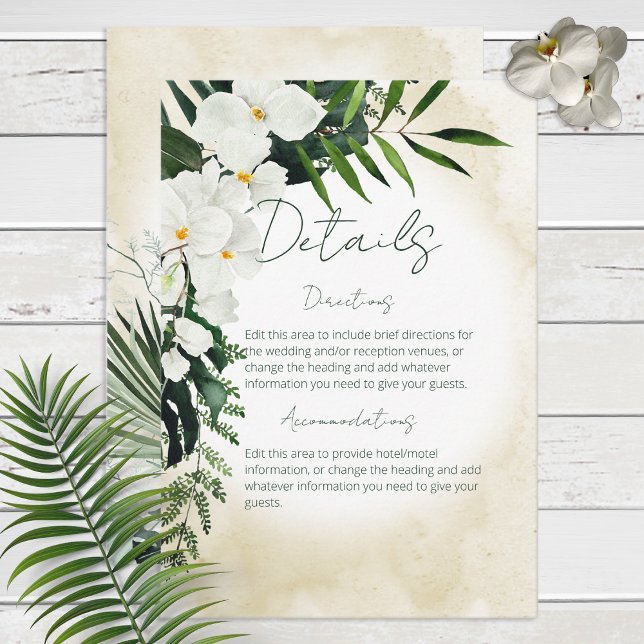 Boho Tropical Beach Watercolor Details Wedding Enclosure Card (Creator Uploaded)
