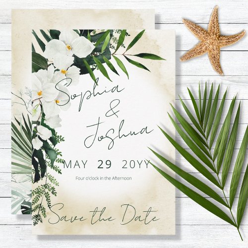 Boho Tropical Beach Watercolor Wedding Save The Date