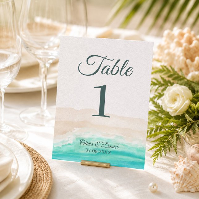 Boho Tropical Beach Wedding Table Number Card (Boho Tropical Beach Wedding Table Number Card)