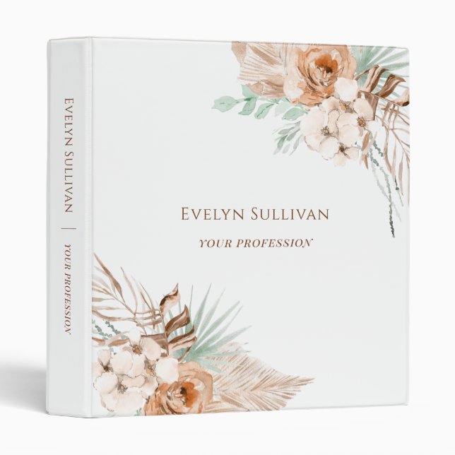 boho tropical beige and mint binder (Front/Spine)