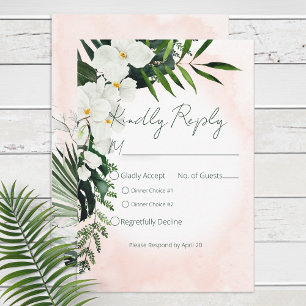 Boho Tropical Blush Watercolor Wedding RSVP Card