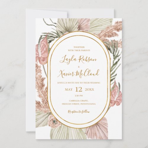 Boho Tropical Botanical  All In One Wedding Invitation