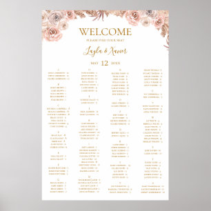 Boho Tropical Botanical Alphabetical Seating Poster