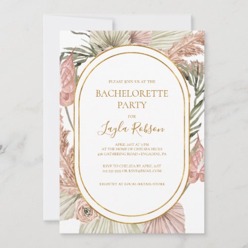 Boho Tropical Botanical  Bachelorette Party Invitation