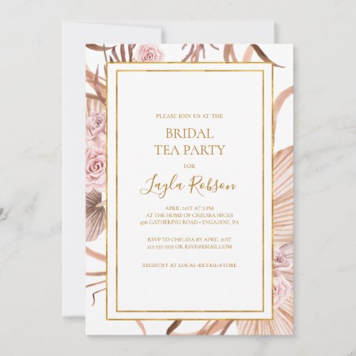 Boho Tropical Botanical  Bridal Tea Party Invitation