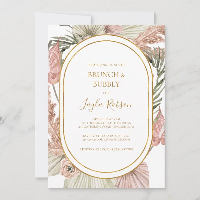 Boho Tropical Botanical | Brunch and Bubbly Shower Invitation (Front)