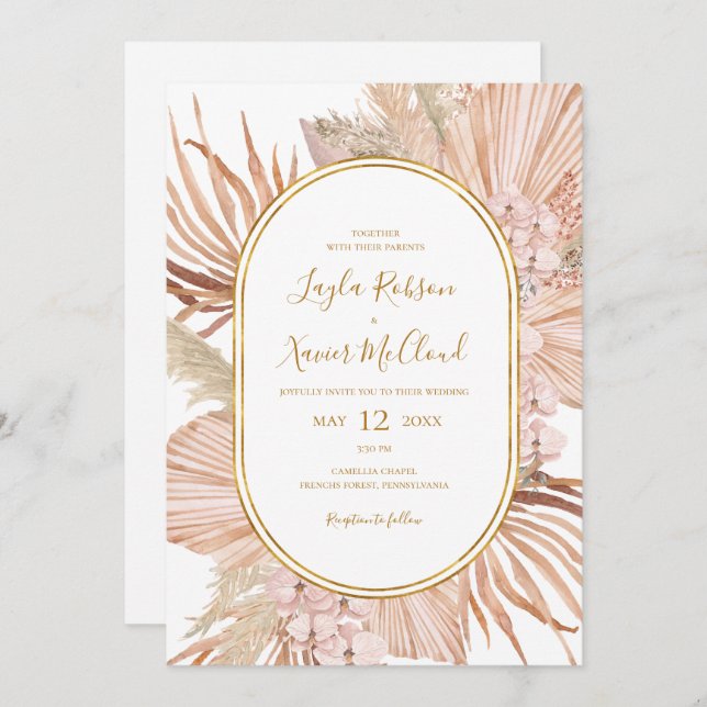 Boho Tropical Botanical Casual Wedding Invitation (Front/Back)