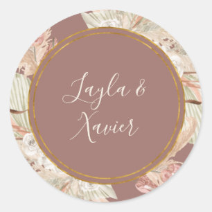 Boho Tropical Botanical   Dusty Rose Envelope seal