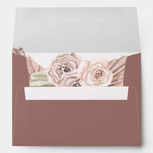 Boho Tropical Botanical  Dusty Rose Invitation Envelope