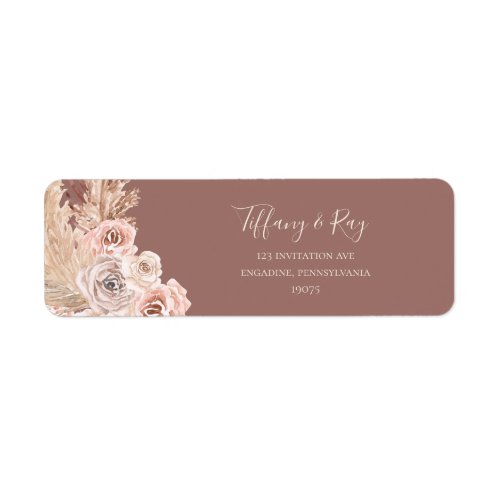 Boho Tropical Botanical Dusty Rose Return Address Label