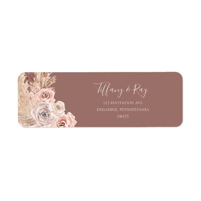 Boho Tropical Botanical Dusty Rose Return Address Label (Front)