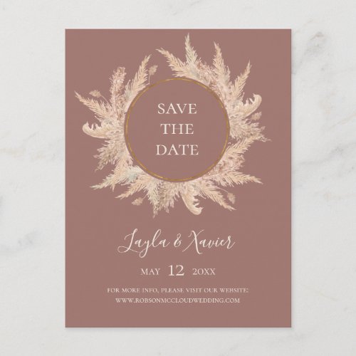 Boho Tropical Botanical  Dusty Rose Save The Date Invitation Postcard