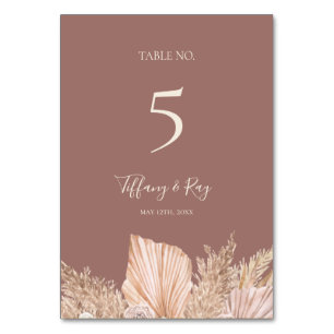 Boho Tropical Botanical Dusty Rose Table Number