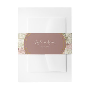 Boho Tropical Botanical   Dusty Rose Wedding Invitation Belly Band