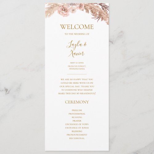 Boho Tropical Botanical  Flat Wedding Program 