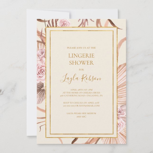 Boho Tropical Botanical | Green Lingerie Shower Invitation (Front)