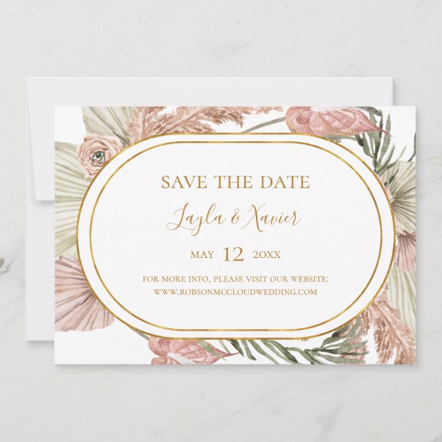 Boho Tropical Botanical | Horizontal Save the Date (Front)