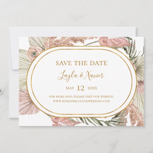 Boho Tropical Botanical  Horizontal Save the Date