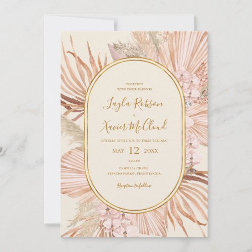 Boho Tropical Botanical  Ivory and Green Casual Invitation