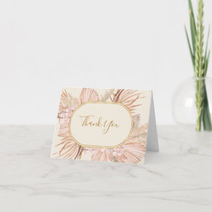Boho Tropical Botanical   Ivory And Green Letterpress Thank You Card