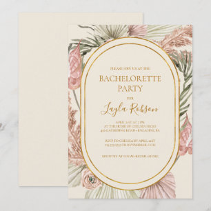 Boho Tropical Botanical   Ivory Bachelorette Party Invitation