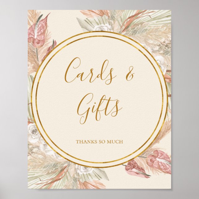 Boho Tropical Botanical Ivory Cards and Gifts Sign (Front)