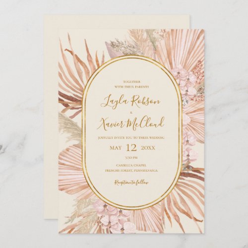 Boho Tropical Botanical  Ivory Casual Wedding Invitation