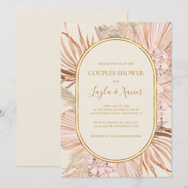 Boho Tropical Botanical | Ivory Couples Shower Invitation (Front/Back)