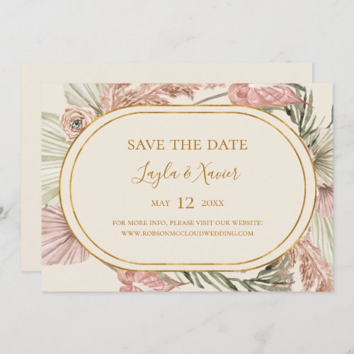 Boho Tropical Botanical  Ivory Horizontal Save The Date