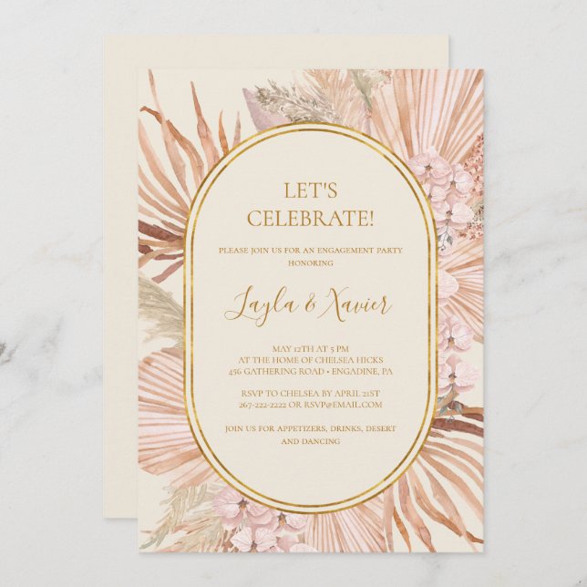 Boho Tropical Botanical | Ivory Let's Celebrate Invitation (Front/Back)