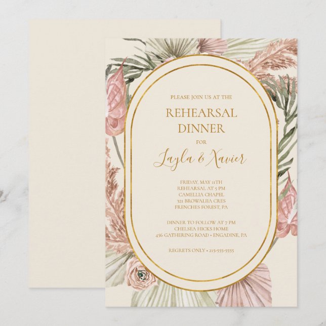 Boho Tropical Botanical | Ivory Rehearsal Dinner Invitation (Front/Back)