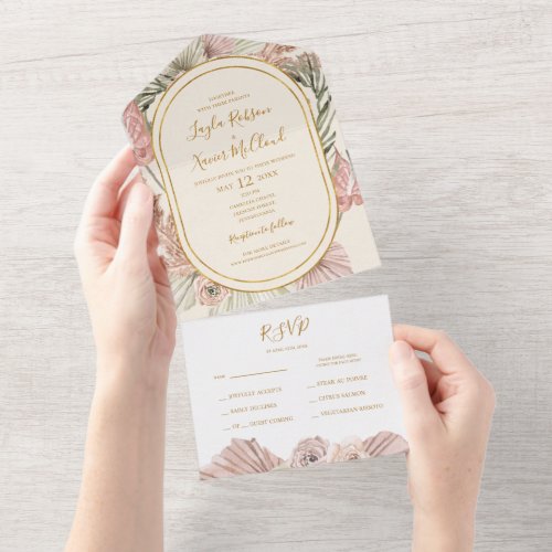 Boho Tropical Botanical | Ivory Seal And Send All In One Invitation