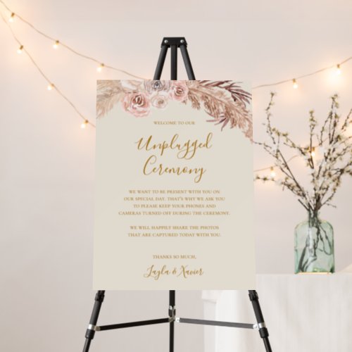 Boho Tropical Botanical  Ivory Unplugged Ceremony Foam Board