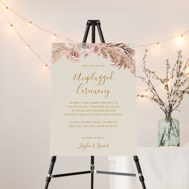 Boho Tropical Botanical | Ivory Unplugged Ceremony Foam Board (In Situ (Stand))