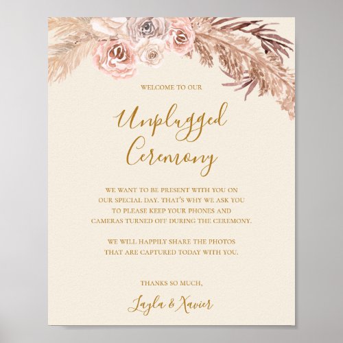 Boho Tropical Botanical  Ivory Unplugged Ceremony Poster