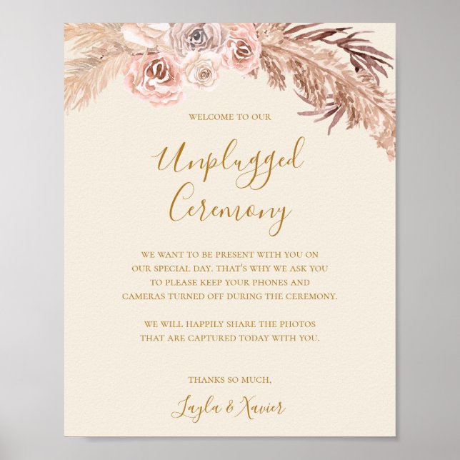 Boho Tropical Botanical | Ivory Unplugged Ceremony Poster (Front)