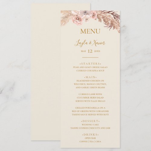 Boho Tropical Botanical | Ivory Wedding Dinner Menu