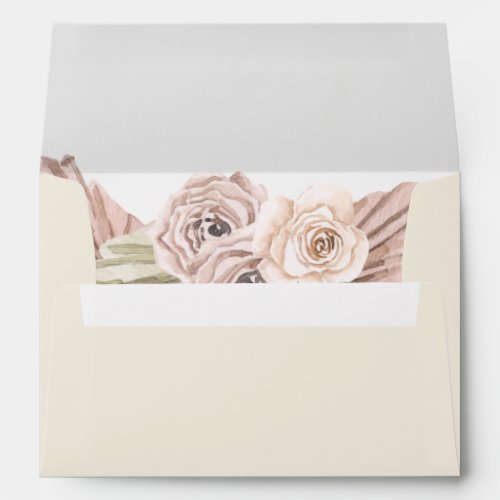 Boho Tropical Botanical  Ivory Wedding Invitation Envelope