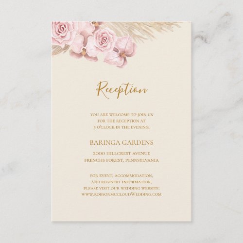 Boho Tropical Botanical  Ivory Wedding Reception Enclosure Card